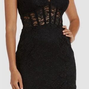 Morgan & Co Junior black bodice glitter homecoming dress